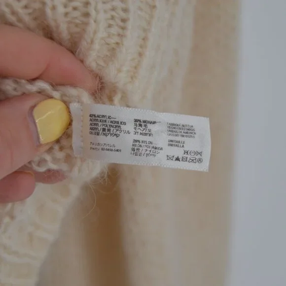 American Apparel Mohair Blend Cardigan Beige Womens One Size Loose Knit Sweater - Picture 6 of 6